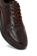 Men's Brown Lace-Up Thick-Soled Leather Casual Sneaker | Derimod