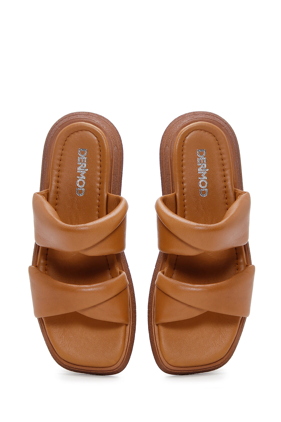 Women's Tan Leather Comfort Slippers