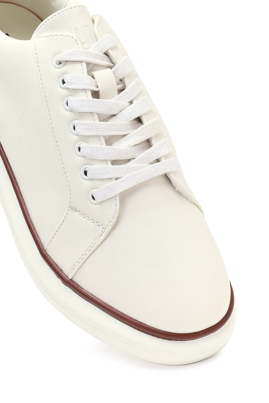 Men's White Lace-Up Thick-Soled Sneaker
