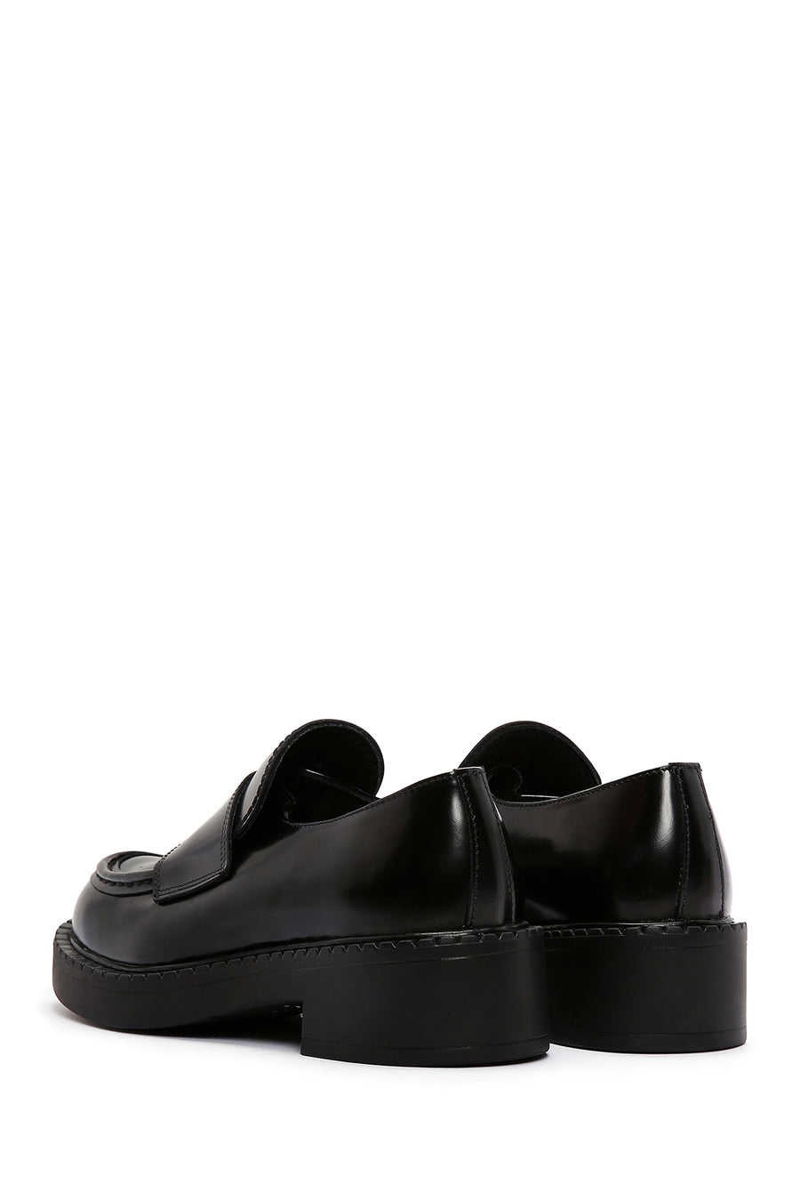 Women's Black Leather Masculine Loafer