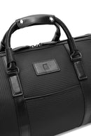 Men's Black Printed Leather Travel Bag | Derimod