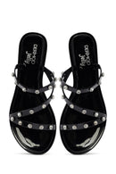Women's Black Jelly Stone-Embellished Slippers | Derimod