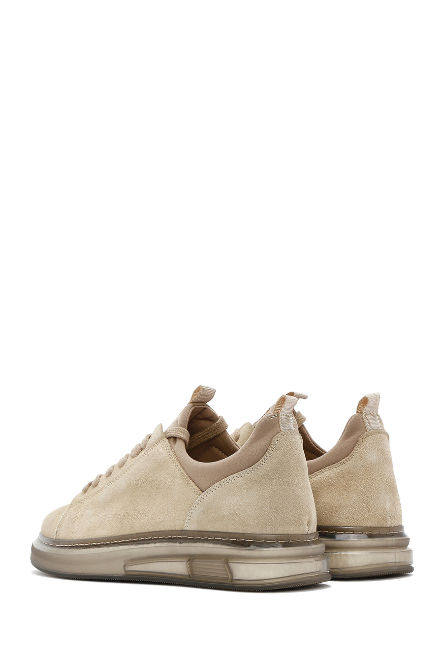 Men's Beige Lace-Up Suede Leather Sneaker