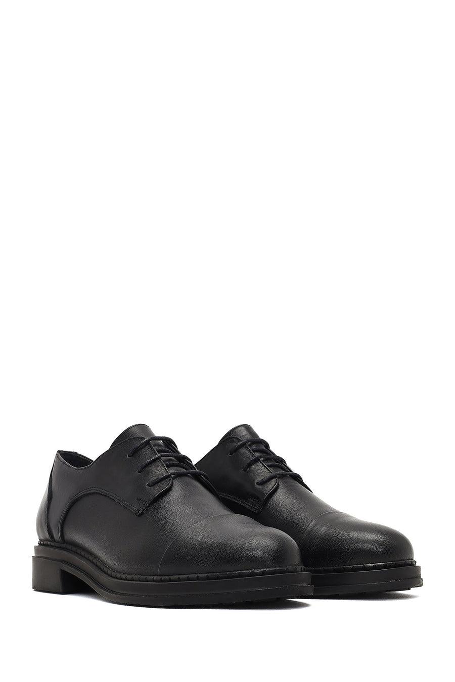 Woman Black Lace-up Leather Masculine Shoes