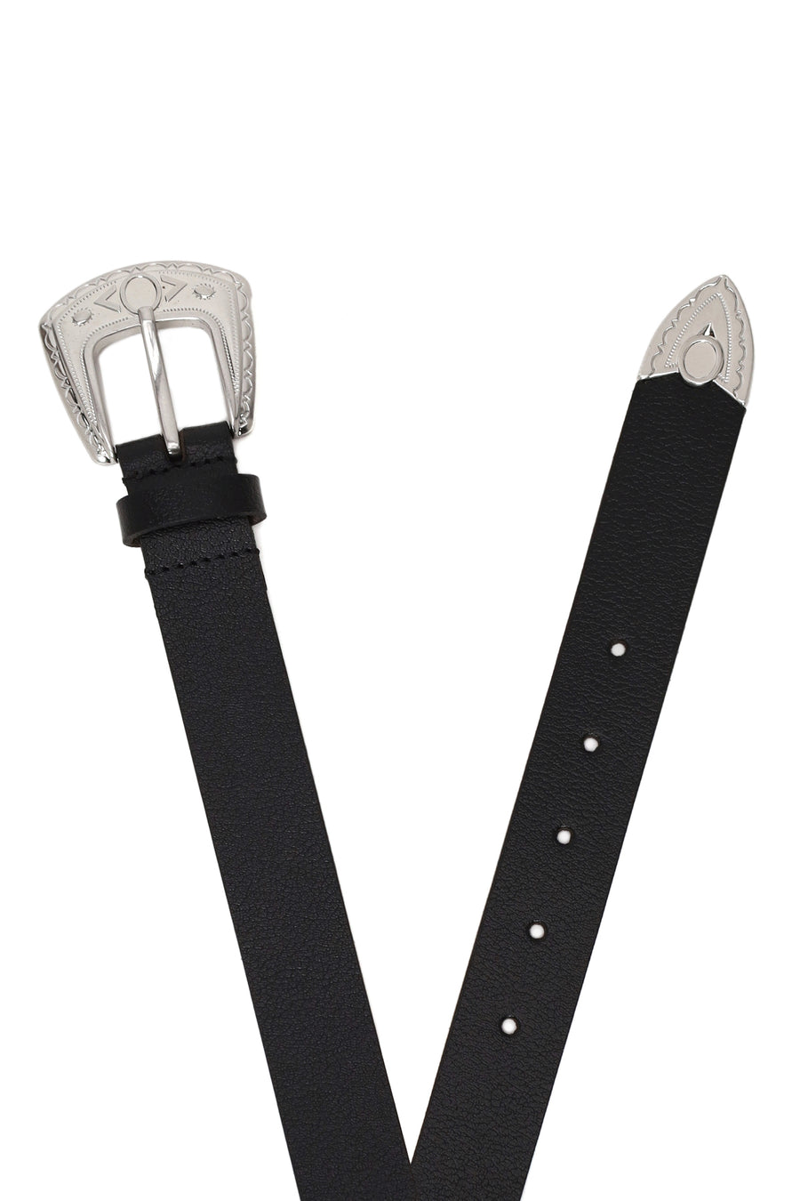 Unisex Black Leather Belt