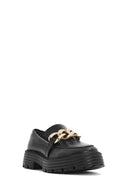 Women's Black Thick Soled Masculine Loafer | Derimod