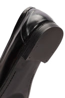 Women's Black Accessory Detailed Leather Masculine Loafer | Derimod