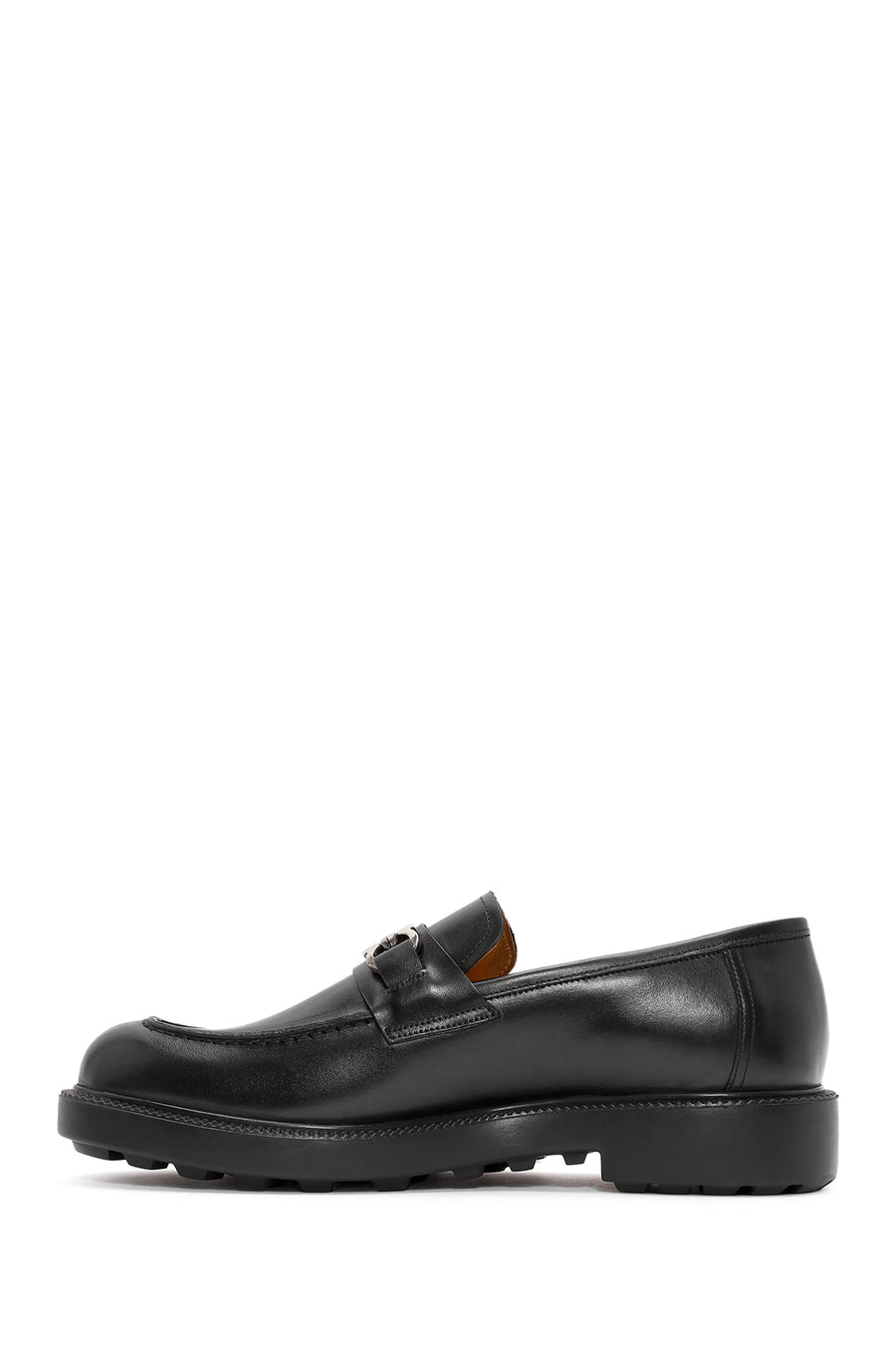 Men's Black Buckle Detailed Leather Casual Loafer