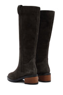 Women's Grey Suede Leather Boots | Derimod