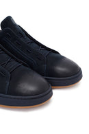Erkek Lacivert Bağcıklı Nubuk Deri Sneaker | Derimod
