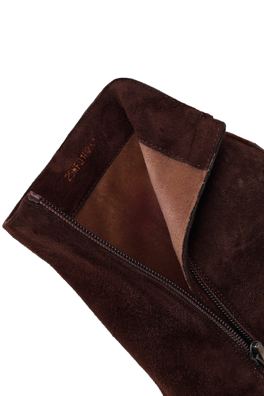 Woman Brown Zip Closure Thin-Heeled Suede Boots