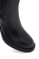 Woman Black Chunky Heels Leather Chelsea Boots | Derimod