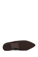 Woman Brown Suede Leather Babet | Derimod