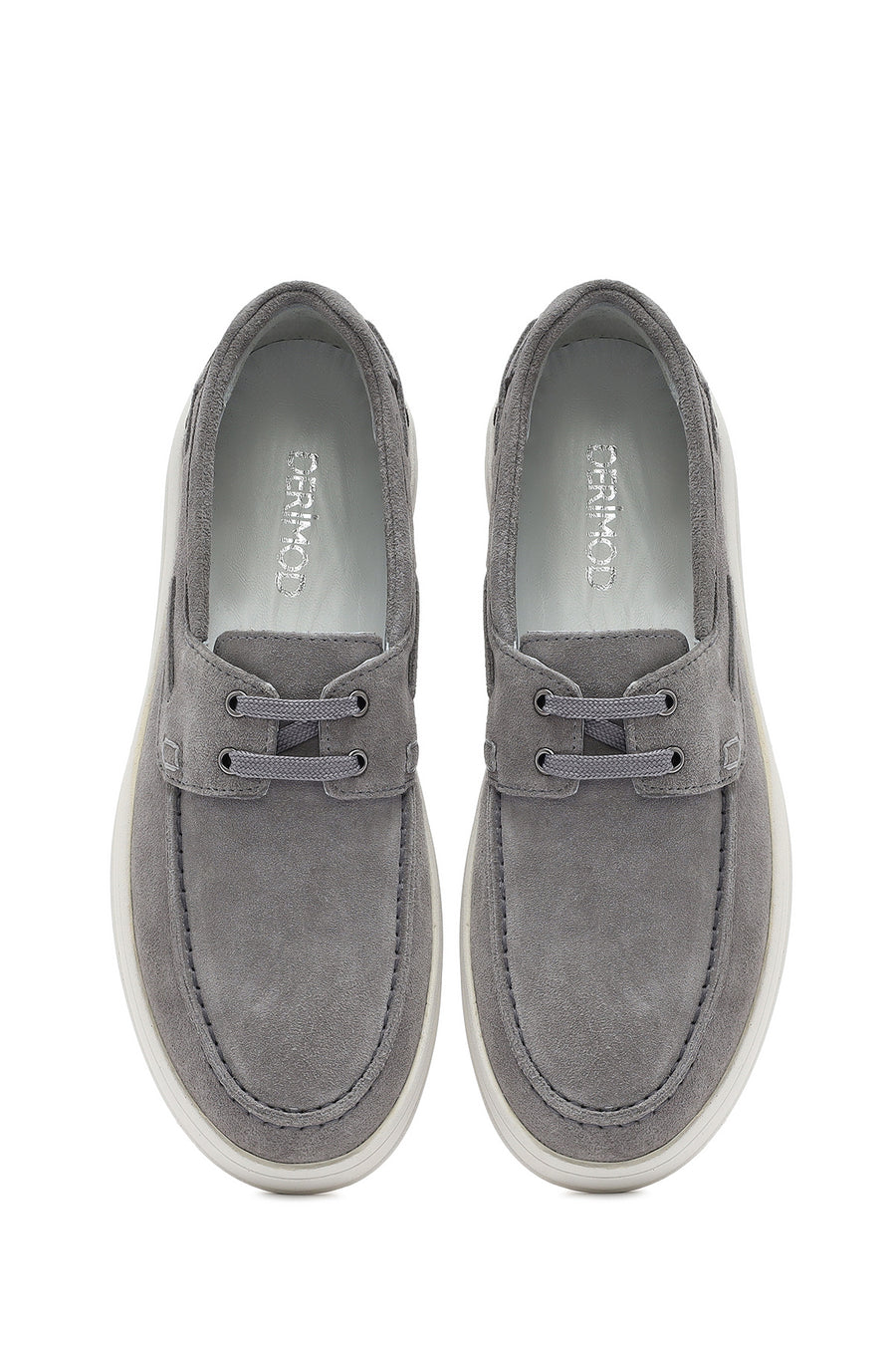 Men's Gray Lace-up Suede Leather Casual Shoes