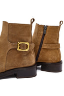 Woman Mink Zippered Suede Leather Boat | Derimod