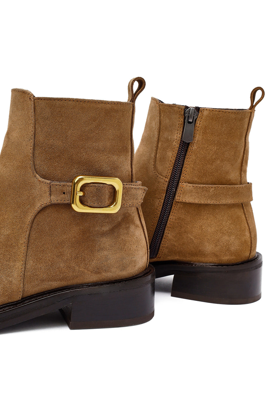 Woman Mink Zippered Suede Leather Boat