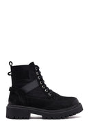 Woman Black Zippered Leather Postal Boots | Derimod
