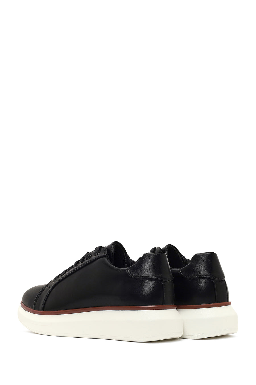 Men's Black Lace-Up Thick-Soled Sneaker