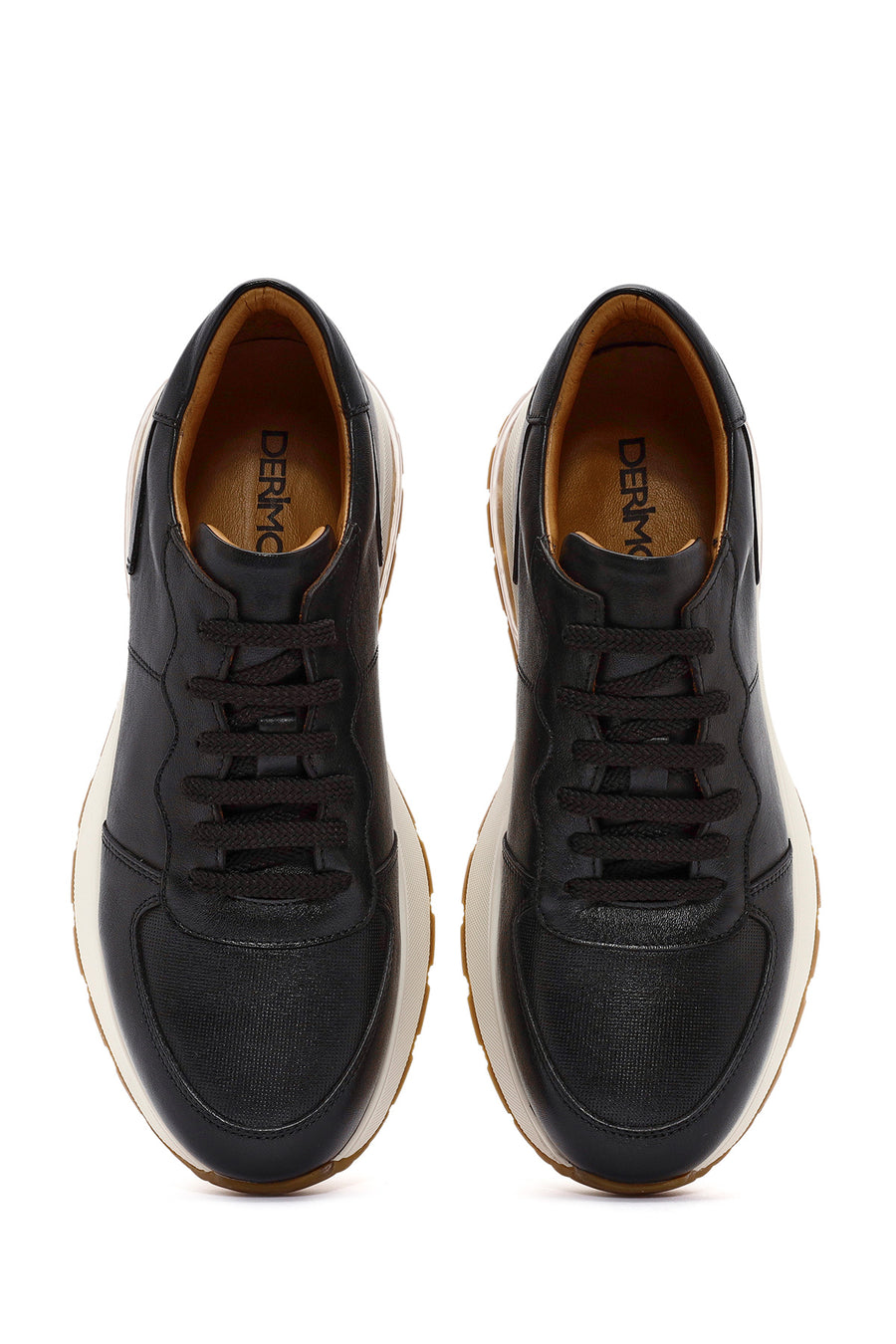 Men's Black Lace-up Leather Sneaker