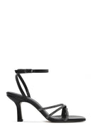 Women's Black Ankle Strap Stone Thin Heel Sandals | Derimod