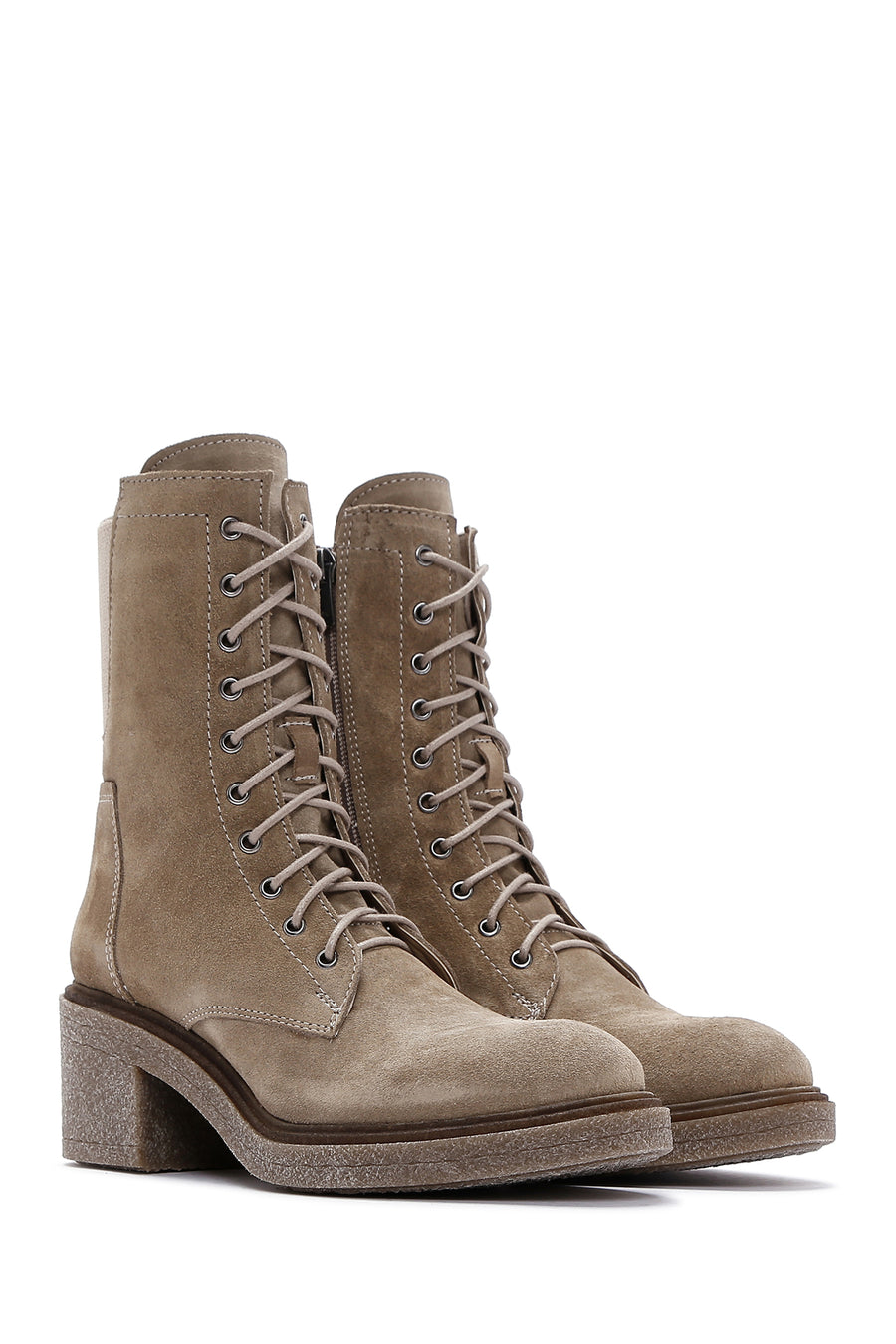 Women's Beige Suede Leather Boots