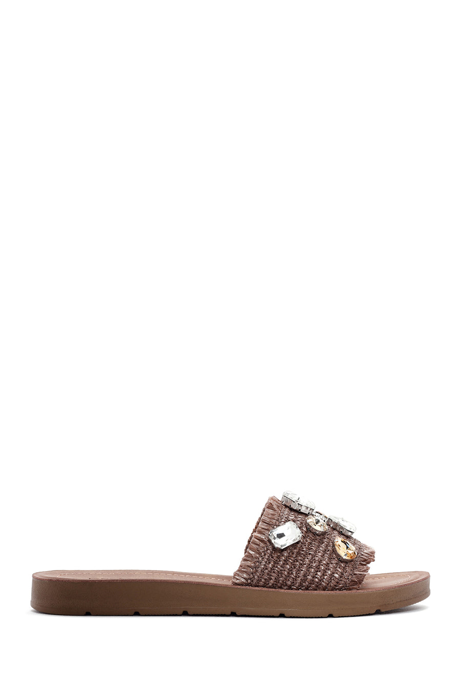 Women's Brown Stone Knitted Slippers 25SFE460514 | Derimod