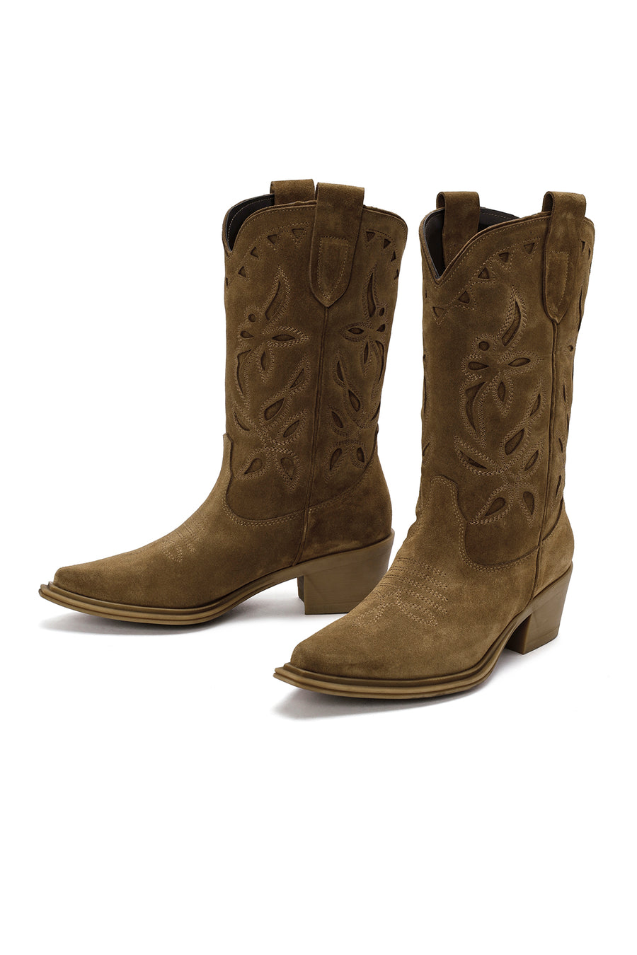 Women's Brown Suede Leather Cowboy Boots