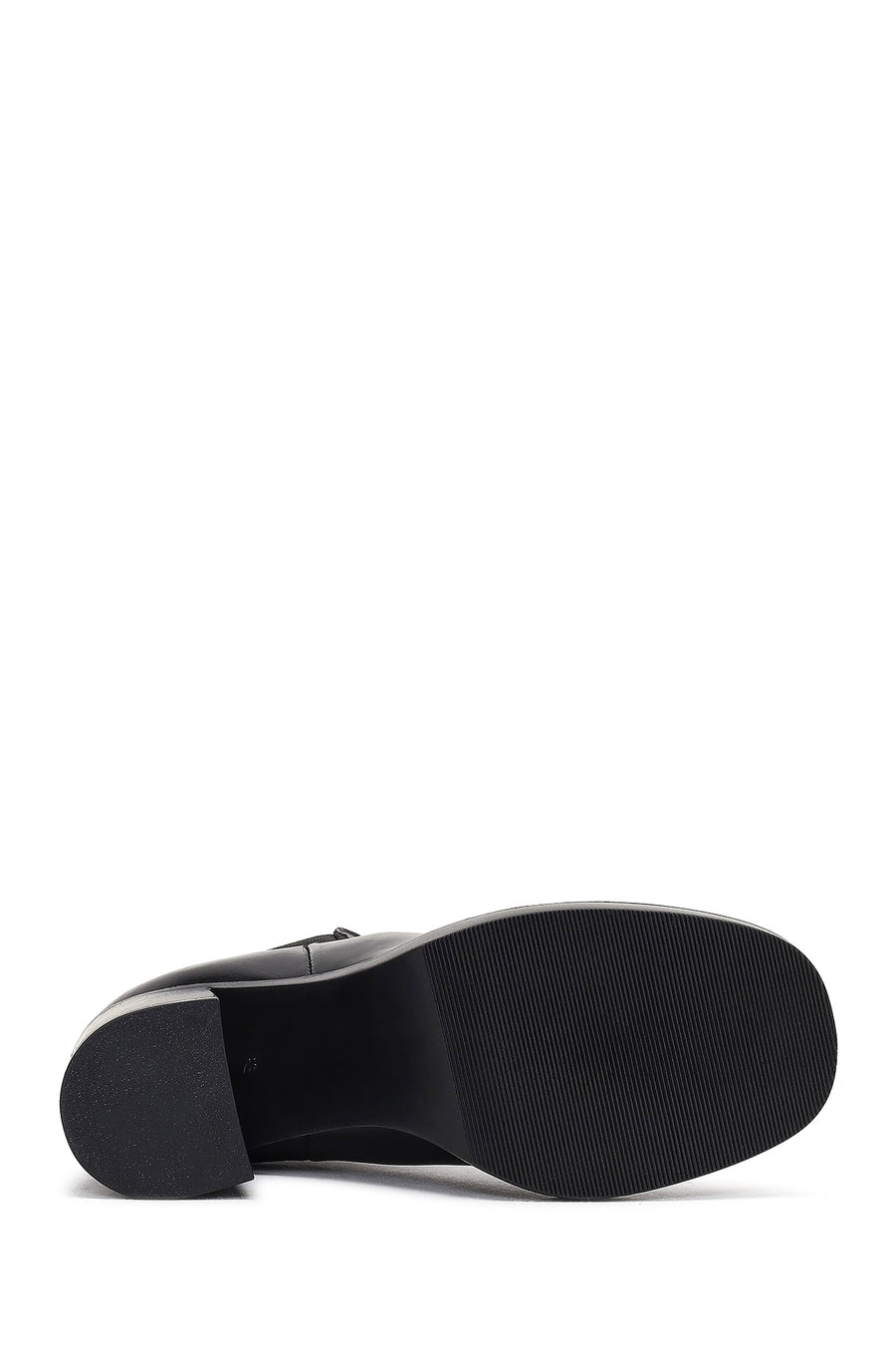 Women's Black Thick Heeled Leather Chelsea Boot