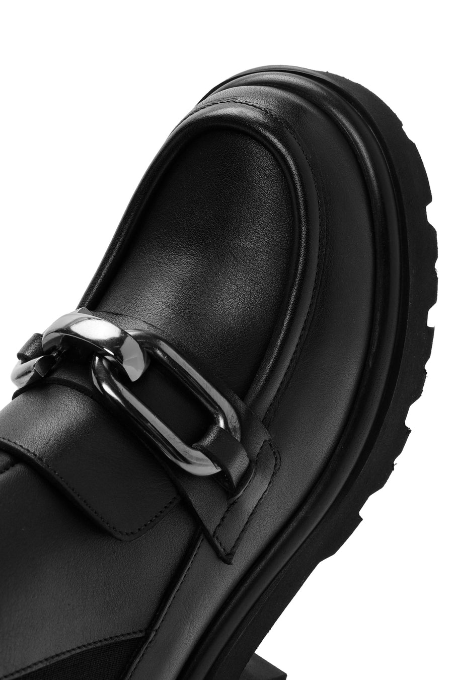 Women's Black Chain Detail Leather Chelsea Boots