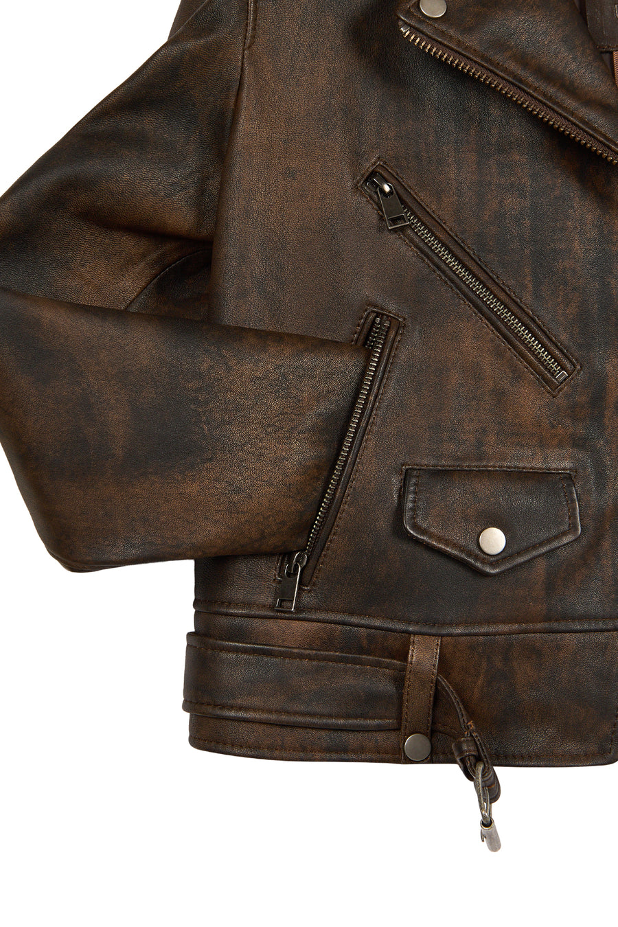 Newage Woman Brown Slim-Fit Biker Leather Jacket