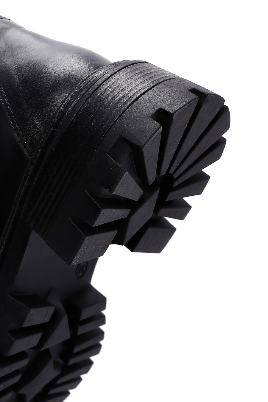 Women's Black Zippered Thick Soled Leather Boots