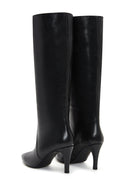 Women's Black Leather Heeled Boots | Derimod