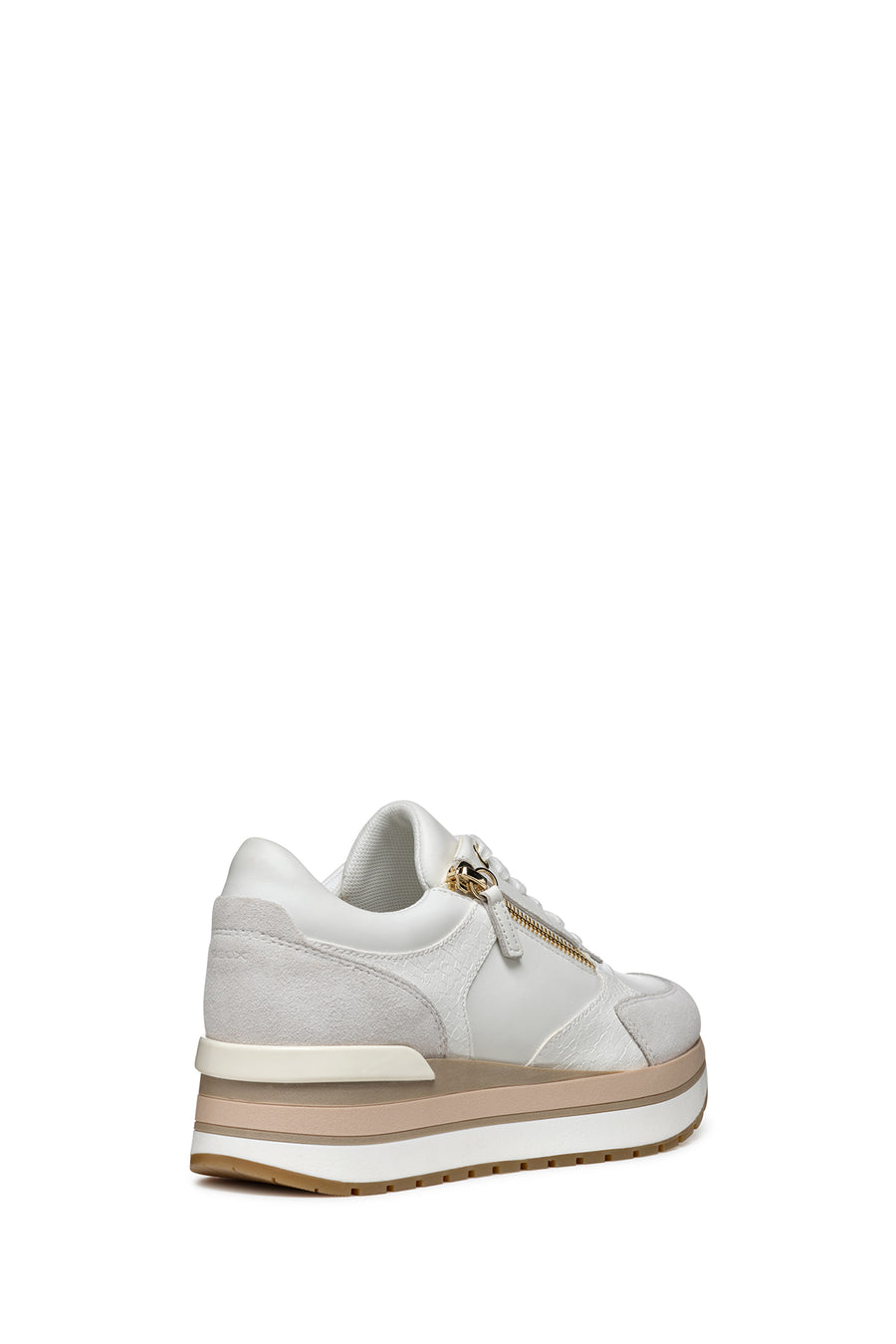 Geox Women's White New Kency Lace-Up Chunky Sole Sneaker