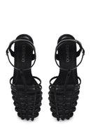 Woman Black Ankle-Buckle Open-Back Stiletto High Heel | Derimod