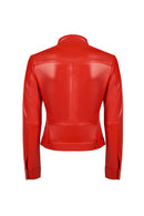Vicky Kadın Kırmızı Kısa Deri Ceket | Derimod