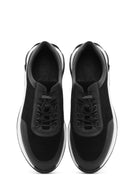 Men's Black Thick Sole Lace Up Suede Leather Sneaker | Derimod