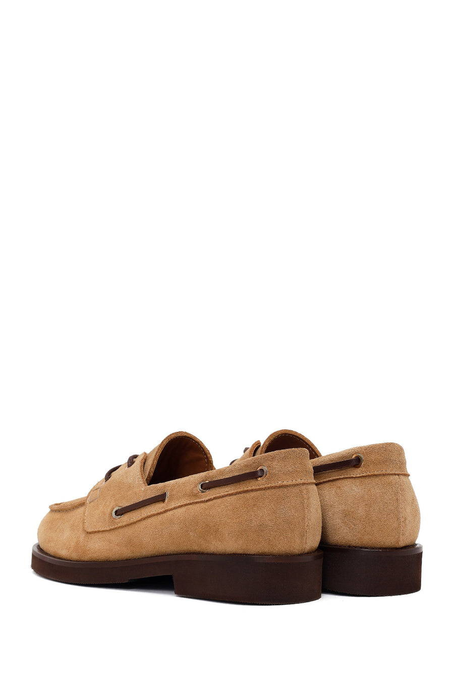 Woman Camel Lace-up Suede Casual Shoes