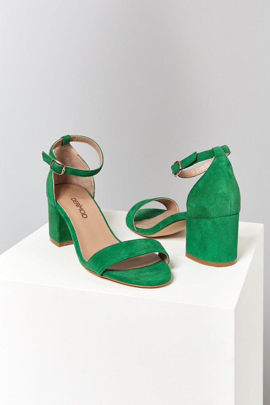Suede Ankle Strap Women's Leather Heeled Sandals