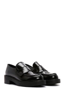 Kadın Siyah Rugan Deri Maskülen Loafer | Derimod