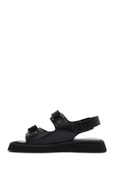 Women's Black Strappy Leather Sandals | Derimod