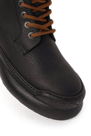 Harley Davidson Woman Black Lensors Zip Closure Thick-Soled Leather Combat Boots | Derimod