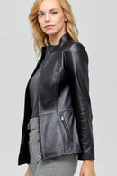 Betina Black Women's Leather Jacket | Derimod