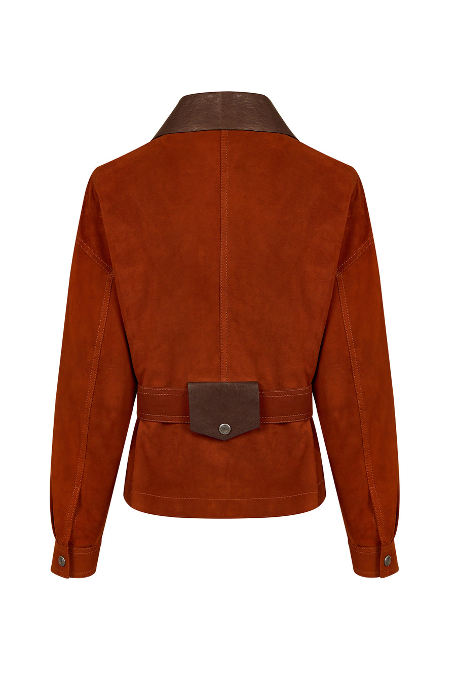 Capri Woman Cinnamon Shirt Collar Short Suede Leather Jacket