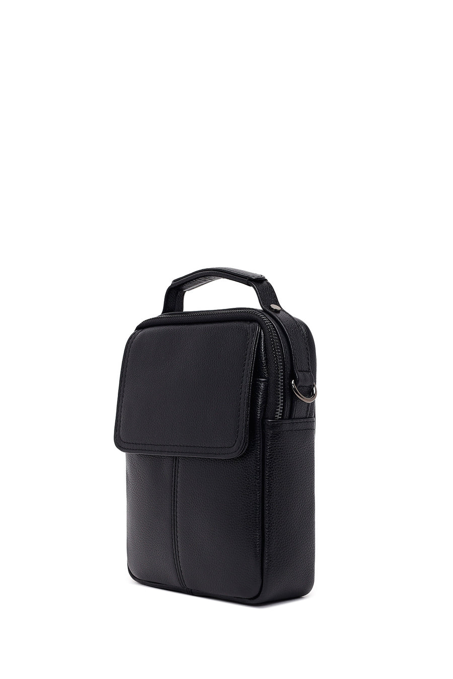 Male Black Long Strap Leather Handbag