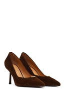 Women's Brown Thin Heeled Suede Leather Stiletto | Derimod