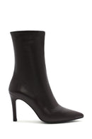 Women's Brown Zippered Thin Heel Leather Boots | Derimod