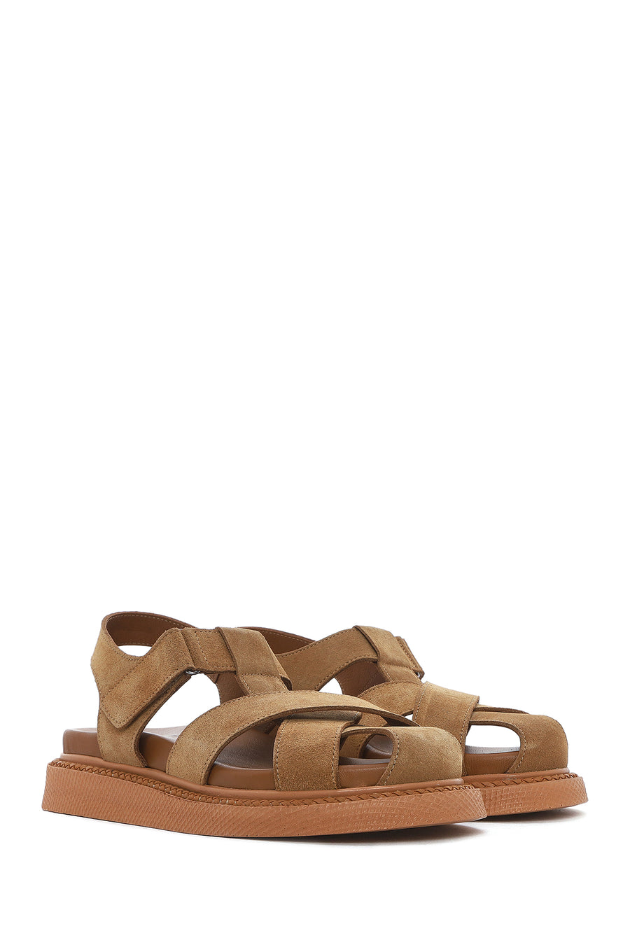 Women's Tan Suede Leather Sandals