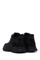 Male Black Lace-Up Chunky-Soled Nubuck Leather Casual Boots | Derimod