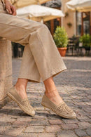Woman Light Beige Suede Espadrilles | Derimod