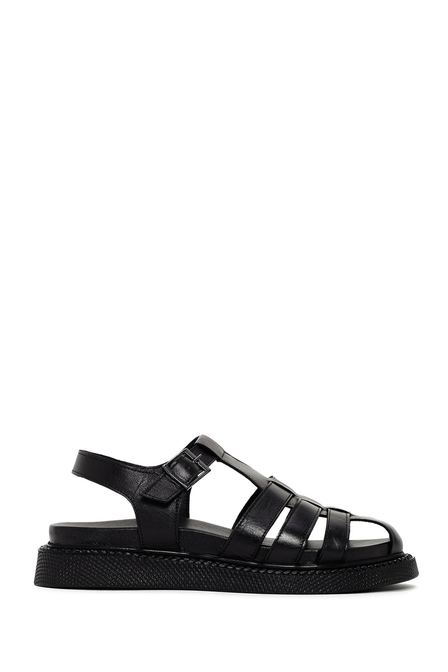 Women's Black Strappy Leather Comfort Sandals 25SFD300418 | Derimod